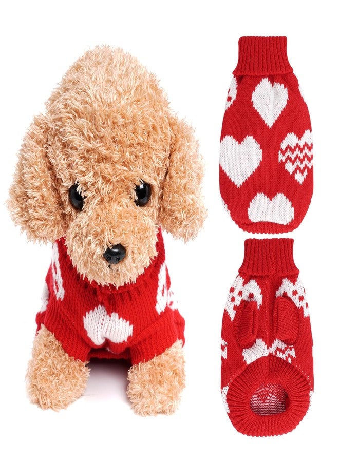 Tongcloud Dog Knitted Sweater Heart Puppy Sweater Christmas Valentine's Day Dog Sweaters Holiday Clothes or Dog Cat Pet Costume - Image 1